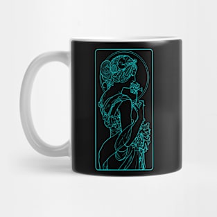 Alphonse Mucha Primevere Blue Neon Mug